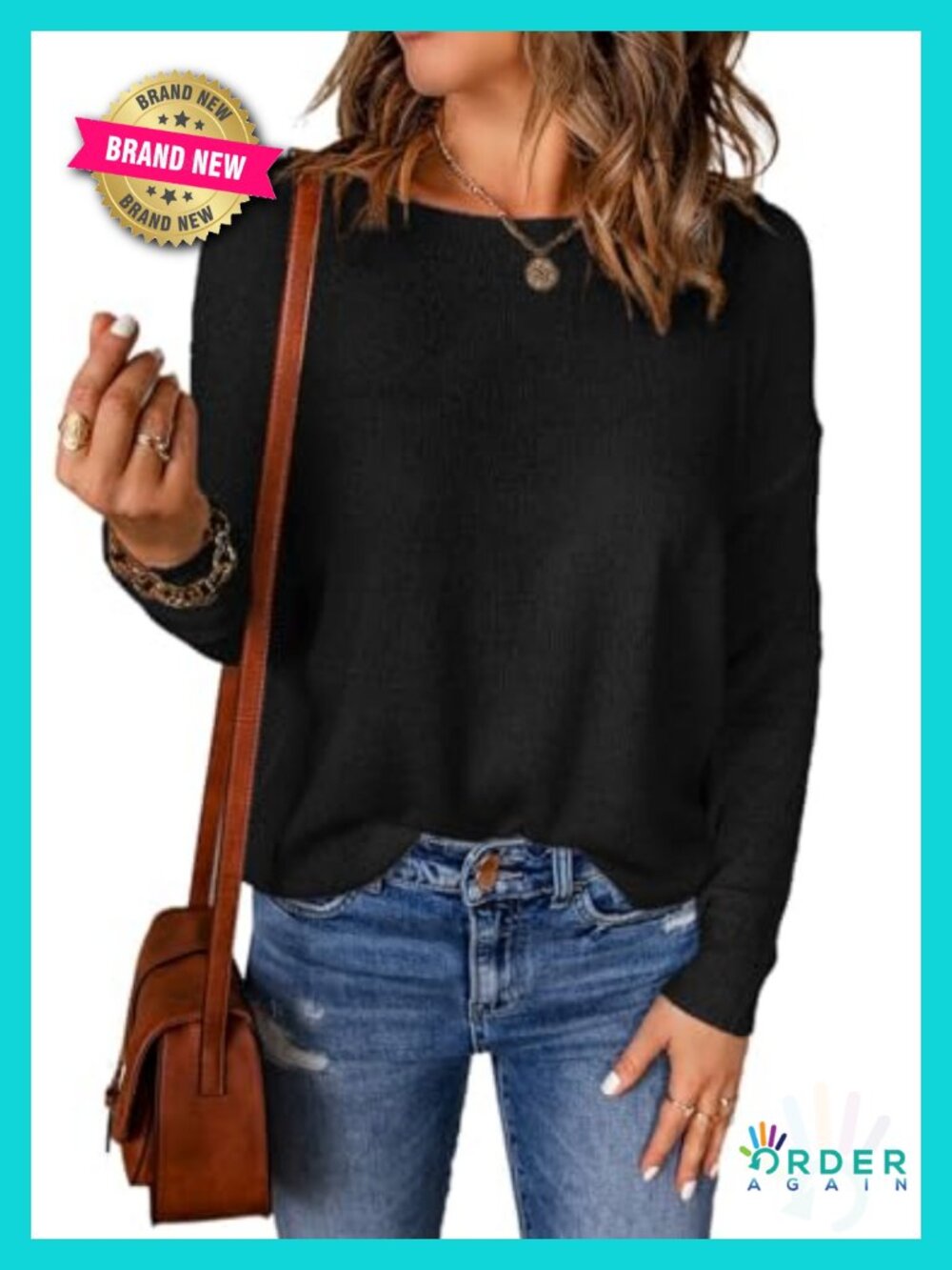 Acelitt Womens Lightweight Long Sleeve Crewneck Knit Shirt Loose Fit